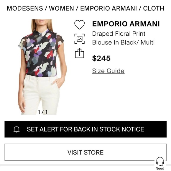 Armani Draped Floral Print Blouse - Picture 5 of 12